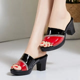 Slipper's 2022 Ladies Summer Slippers Genuine Leather Shoes Women High Heels Fashion Rhinestone Summer