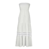 Women's Clothing Pure Color Bra Splicing Under The Long Sleeveless Retro Bohemian Waist