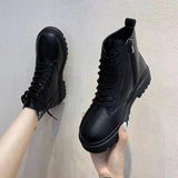 2025 New Black Handsome Martin Boots Women's Thick-Bottomed Short