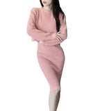 Autumn And Winter Women's Wear New French Long-Sleeved Knitted Sweater Blouse Half-Length Dress Skirt Suit Hip