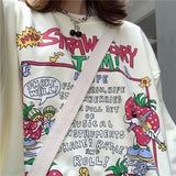Strawberry Jam Print Oversized SweatshirtOutfit