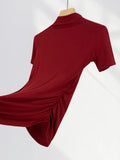 Zingj West Sister With The Same Wine Red Short-Sleeve T-Shirt Female Shoulder Chic Beautiful Small Shirt This Life Year Slim
