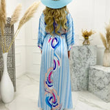 Spring New Holiday Wind V-Neck Printed Printed Long