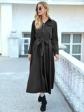 for Women 2022 New Autumn Winter Lapel Long Sleeve Dress Single-breasted Long Skirt Fashion Streetwear Women's