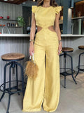 One Piece Jumpsuit Women 2023 Fashion Casual Wide Leg Jumpsuits Hollow Out Female Clothing Summer Sleeveless