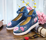 Zingj White Sole Embroidered Cloth Shoes High Heel Slope Canvas Embroidered Women's Singles Shoes Lace Retro National Style Cloth