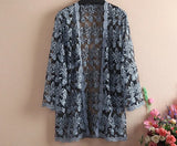 Lace Cardigan Embroidery Women Casual Vintage Jackets Mujer Coat Jaqueta Feminino Casaco De La Big Plus Size 2XL~4XL