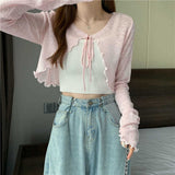 Women Thin Coat Casual Bow Summer Sun Protection Clothes Female Cardigan Shirt Lolita Covers Tops Blouse Woman