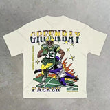 Men's T-Shirt Y2K Short-Sleeved Men's Former Dormitory Hip-Hop Loose Letter Printing Handsome Fried Street Round Collar Cotton Oversized