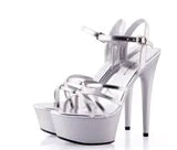 Hot! Women Summer Sandals Patent Leather Platform Sandals High-heeled Shoes 15cm Fashion Shows Thin Heels Plus-size pumps