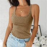 Sleeveless Spaghetti Vest Quality Knitted Camis U-neck Tank Tops Casual Solid Color Basic Camisole For Female Plus