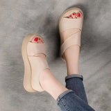 New Roman Sandals 2025 Retro Platform Increased And Light Open Toe Side Empty Velcro Fashion Casual