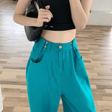 Women Jeans 2022 New Loose Colorful Wide Leg Brown High Waist Straight Pants Women's Casual Pants Denim Femme