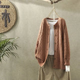 jacket women's solid cardigan retro literary round neck long sleeve all-match casual knitted sweater autumn