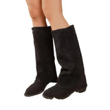 New Autumn And Winter Sharp Western Cowboy Knight High Boots Women Retro Embroidered Long Boots Trouser