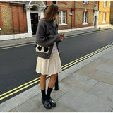 Bow Printed Knitted Cardigan- Outfit