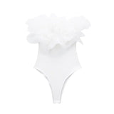 Ruffle Black Bodysuit For Woman Off Shoulder Sexy Lingerie Women Body Organza Sleeveless Bodysuit Y2k Women's Summer
