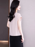 Blouse for Women Short sleeve Womens Tops Loose Casual Blouse Cotton Summer Women's Clothing Solid OL Elegant Women