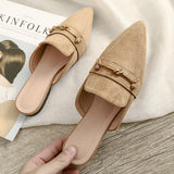 New Sharp-Headed Cold Half Slippers Women's Head Flat Bottom Wearing Casual Size 41-42 Muller