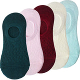 pieces = 5 pairs Women Invisible Solid Color Socks Slippers Ladies Polyester Cotton Non-slip Silicone Ankle Socks