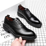 Zingj Men's Korean Version Fashion Shoes Business Dress Pointed Breathable Young British Casual Leather Shoes