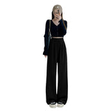 Zingj Sports Pants Female Autumn Style Lazy Retro Straight Leg Hanging Feeling Wide Leg Pants Casual Bathroom Pants Design Sense-Outfit