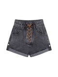 High Waist Shorts Jeans 2022 Women Korean Fashion Streetwear Y2K Female Strappy Cross Wide Leg Baggy Short Denim