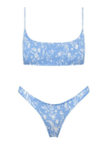 Floral Print Smocked Bikini Set-Outfit
