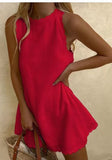 Dress Women Summer Fashion Solid O Neck Sleeveless Party Dress Women Casual Loose Ladies Mini Dress