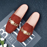 And Autumn Bag Head Flat Bottom Half Slippers Women Lazy Head No Heel Muller Single Shoe Size