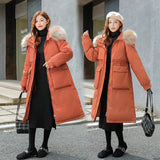 Winter Jacket Women New 2022 Hooded Warm Jacket Female Long Parkas Artificial Fur Collar Women Winter Coat