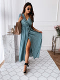 Women Dresses Summer Fashion Polka Dot Split Boho Dress Women Casual Beach Vacation Long Dresses Vestido De Mujer