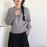 Zingj Color Sweater Women's 2024 New Autumn Winter With Thick High Waist Short Fashion High Texture Knitting Women-Outfit