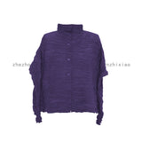 Folded Women's Clothing 2025 New Short Coat Women's High-End Design Feeling Long Sleeve Collar Wrinkles Cardigan