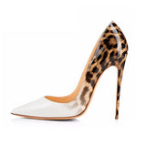 sexy night club party wedding shoes women Leopard print high heels slip on pointed toe 12cm stiletto pump QP033