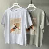 Fashion Bikini Girls Printing T-shirts Summer Tops Tees Woman Shorts Sleeve Loose Cotton Tops Boho Style Character