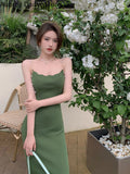 Spaghetti Strap Long Dress Women Summer Elegant Beach Party Dress Female Korean One Piece Casual Y2k Bodycon Dress 2023
