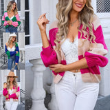 2025 New Women's Casual Cardigan Jacket Solid Color Mah-Button Cardigan Sweater