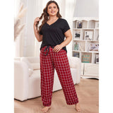 Zingj Size Pajamas Female Spring And Summer Fat Mm Short-Sleeved Pants Large Size Home