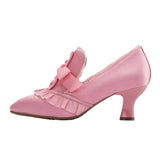 Bow Pink Fashion Single Shoes Lolita Lace Girl Cute Soft Sister Jk High