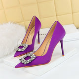Zingj Fashion Banquet High-Heeled Shoes Women's Shoes Fine Heel Ultra High Heel Shallow Mouth Pointed Water Diamond Buckle Single Shoes