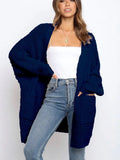 Winter Women's Knitted Cardigan Top Loose Sweater Coat Casual Street Women's Clothing Oversized Cardigan Black