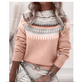 Hot New Sweater Women's Round Collar Color Loose Fashion Knitted Shirt Long