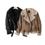 Women's Clothing 2025 New Large-Clip Women's Style Thick Locomotive Leather Fur