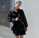 Fall 2020 Women Long Sleeve Blouse Blue Button Up Collar Korean Shirt With Belt Causal Top Fashion