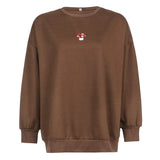 Brown Casual Crewneck Sweatshirt Women Autumn Fashion Printed Pullover Long Sleeve Sweat Shirt Korean