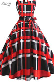 Print Halter Strapless Women Dress Summer Sexy Backless Party Dresses Ladies Elegant Vintage Rockabilly