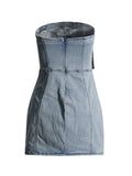 Fashion Fall 2025 New Multi-Bag Stitching Sexy Strapless Wrap Hip Short Denim