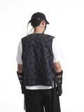 Maple Leaf Pattern Reflective Overalls Vest With Multi-Pocket Tactical Function Vest Casual Versatile Coat Man-Outfit