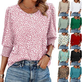 Color Women's Clothing 2025 Autumn Loose Leisure Printing Seven-Sleeve Round-Neck T-Shirt